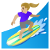 🏄🏼‍♀️ woman surfing: medium-light skin tone display on Google